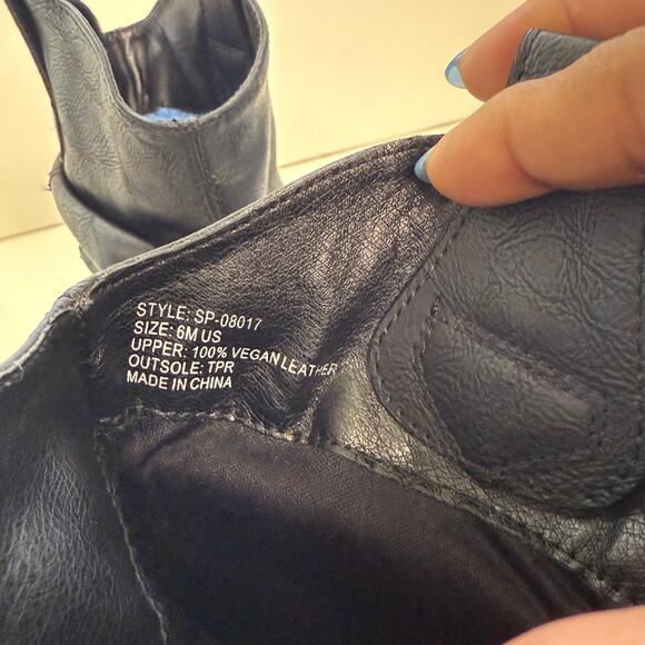 Charles Albert Western Ankle Boots Sz 6 Cowgirl Black Heels Pull On - Picture 10 of 11